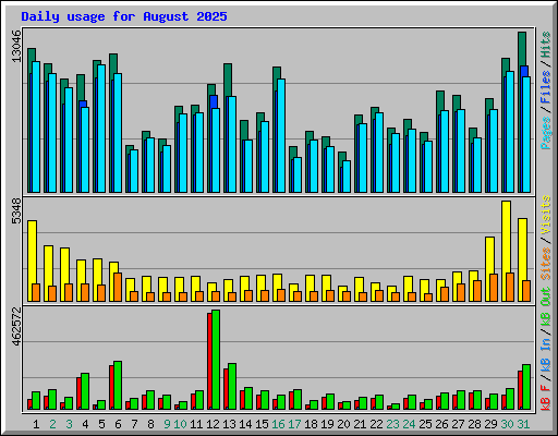 Daily usage for August 2025
